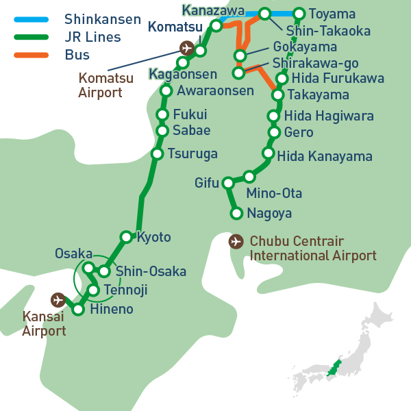 Passe para a área de Takayama-Hokuriku