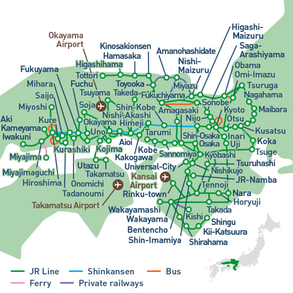 Passe para a área de Kansai-Hiroshima